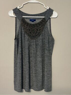 Apt. 9 Charcoal Gray Sleeveless Tank with Embellished Front